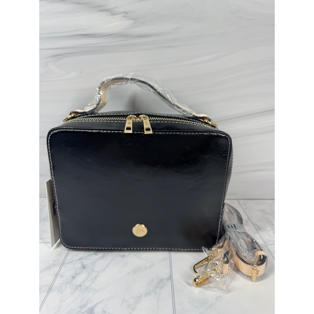 Jessica Moore Textured Camera Bag Black Crossbody Handbag JM-386BLT New
